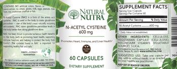 Natural Nutra N-Acetyl Cysteine 600 mg - supplement