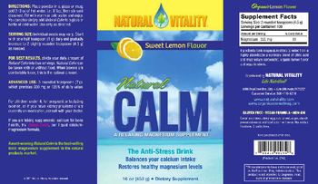 Natural Vitality Natural Calm Sweet Lemon Flavor - supplement