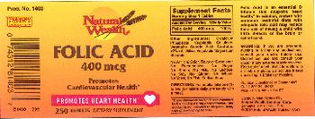 Natural Wealth Folic Acid 400 mcg - supplement