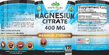 NaturaLife Labs Magnesium Citrate 400 mg - natural supplement