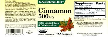 Sundown Naturalist Cinnamon 500 mg - supplement