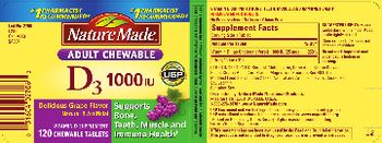 Nature Made Adult Chewable D3 1000 IU Delicious Grape Flavor - vitamin d supplement