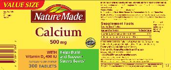 Nature Made Calcium 500 mg With Vitamin D3 400 IU - supplement