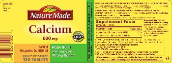 Nature Made Calcium 600 mg With Vitamin D3 400 IU - supplement