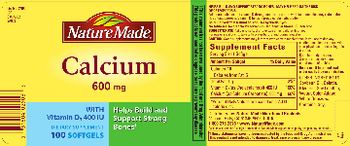 Nature Made Calcium 600 mg With Vitamin D3 400 IU - supplement
