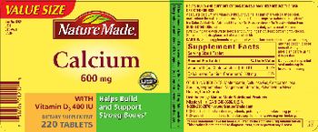 Nature Made Calcium 600 mg With Vitamin D3 400 IU - supplement