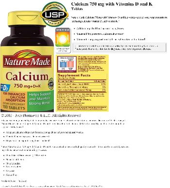 Nature Made Calcium 750 mg+D+K - supplement