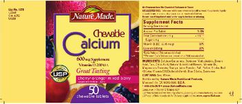 Nature Made Chewable Calcium 600 mg Supplement With Vitamin D 200 IU - 