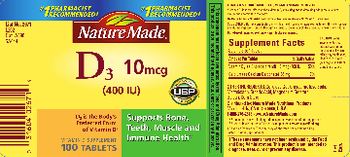 Nature Made D3 10 mcg (400 IU) - vitamin d supplement
