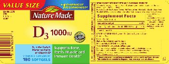 Nature Made D3 1000 IU - vitamin d supplement