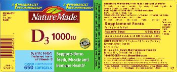 Nature Made D3 1000 IU - vitamin d supplement