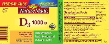 Nature Made D3 1000 IU - vitamin d supplement