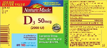 Nature Made D3 50 mcg (2000 IU) - vitamin d supplement