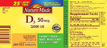 Nature Made D3 50 mcg (2000 IU) - vitamin d supplement