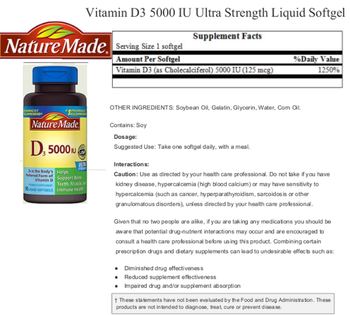 Nature Made D3 5000 IU - vitamin d supplement