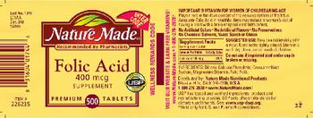 Nature Made Folic Acid 400 mcg Supplement - 