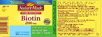 Nature Made High Potency Biotin 2500 mcg - supplement