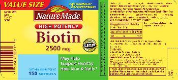 Nature Made High Potency Biotin 2500 mcg - supplement