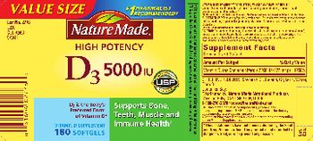 Nature Made High Potency D3 5000 IU - vitamin d supplement