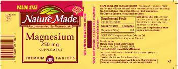 Nature Made Magnesium 250 mg Supplement - 