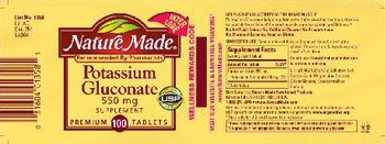 Nature Made Potassium Gluconate 550 mg - potassium gluconate 550 mg supplement