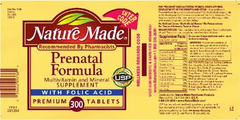 Nature Made Prenatal Formula - multivitamin and mineral supplement