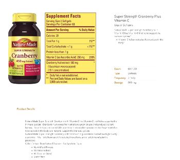 Nature Made Super Strength Cranberry 450 mg Extract with Vitamin C - supplement