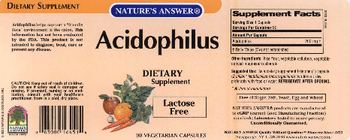 Nature's Answer Acidophilus - supplement