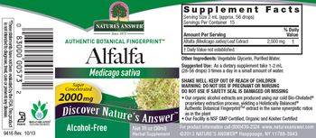 Nature's Answer Alfalfa 2000 mg - herbal supplement