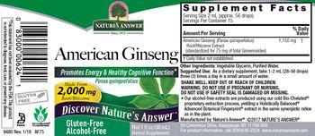 Nature's Answer American Ginseng Alcohol-Free - herbal supplement