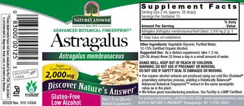 Nature's Answer Astragalus 2,000 mg - herbal supplement