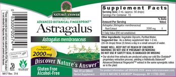 Nature's Answer Astragalus 2000 mg - herbal supplement