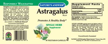 Nature's Answer Astragalus Root - single herb supplement