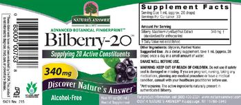 Nature's Answer Bilberry-20 340 mg Alcohol-Free - herbal supplement