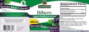 Nature's Answer Bilberry 205 mg - this statement has not been evaluated by the food and drug administration this product is not intend