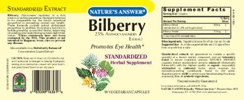 Nature's Answer Bilberry 25% Anthocyanosides Extract - standardized herbal supplement