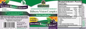 Nature's Answer Bilberry Vision Complex - supplement