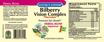 Nature's Answer Bilberry Vision Complex 