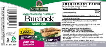 Nature's Answer Burdock 2,000 mg - herbal supplement