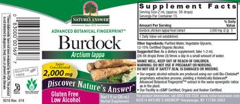 Nature's Answer Burdock 2,000 mg - herbal supplement