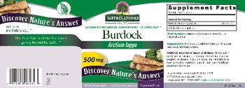 Nature's Answer Burdock 500 mg - supplement