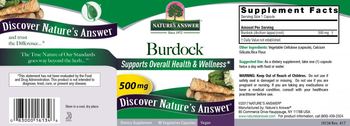 Nature's Answer Burdock 500 mg - supplement