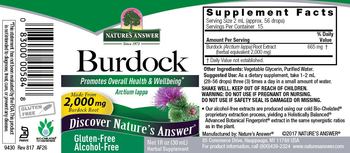 Nature's Answer Burdock Alcohol-Free - herbal supplement