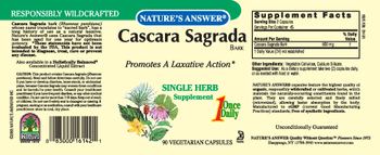 Nature's Answer Cascara Sagrada Bark - single herb supplement