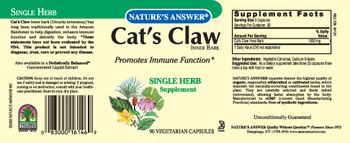 Nature's Answer Cat's Claw Inner Bark - single herb supplement