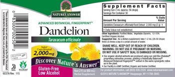 Nature's Answer Dandelion 2,000 mg - herbal supplement