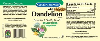 Nature's Answer Dandelion Root - single herb supplement