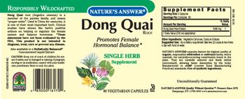 Nature's Answer Dong Quai Root - single herb supplement
