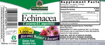 Nature's Answer Echinacea 1,000 mg Grape Flavor Alcohol-Free - herbal supplement