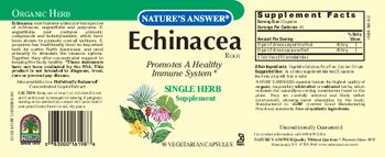 Nature's Answer Echinacea Root - single herb supplement